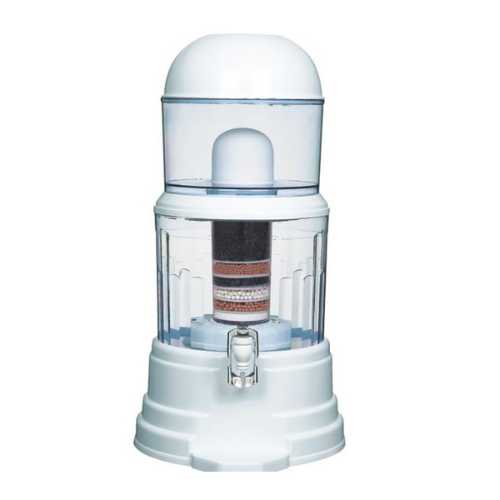 Détail de la cartouche de filtration premium et du robinet en acier inoxydable du filtre E-Max