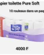 Papier Toilette Pure Soft - Lot de 10 Rouleaux - Triple Épaisseur - Doux et Résistant - 250 Feuilles par Rouleau