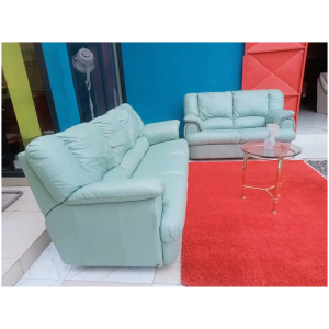 Canapé en Cuir de Buffle d'Occasion 5 Places - 100% Cuir Véritable - Structure Bois Massif - Style Vintage