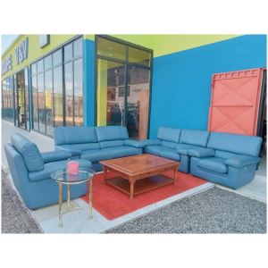 Canapé en Cuir 7 Places – Salon d&rsquo;Angle Modulable – Cuir Véritable – Assises Profondes – Style Contemporain