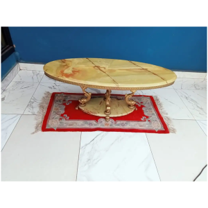 Table Basse en Marbre d&rsquo;Occasion – Piètement Bronze – Style Baroque et Vintage – Meuble d&rsquo;Exception