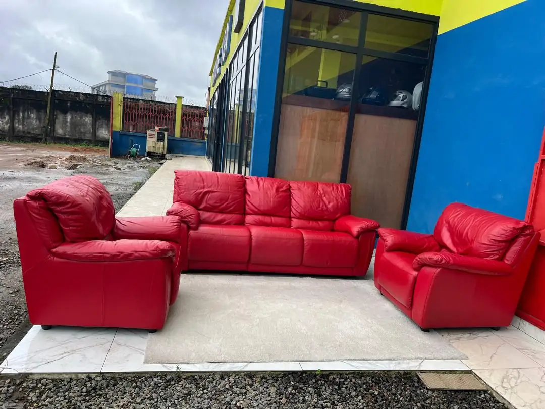 Canapé en Cuir de Buffle 5 Places – 100% Cuir Véritable – Structure Bois Massif – Style Vintage et Robustesse