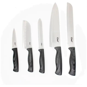 Ensemble 5 Couteaux Master Chef Luxe - Lames Acier Inoxydable 15cm - Manche Ergonomique