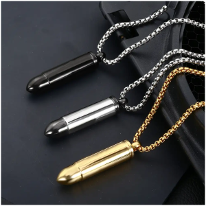 Collier Pendentif Cylindrique Balle Acier Inoxydable
