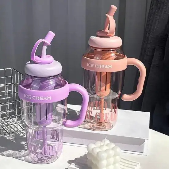 Gobelet à Eau 1300ml avec Paille Ice Cream Sipper Sans BPA – Image 5