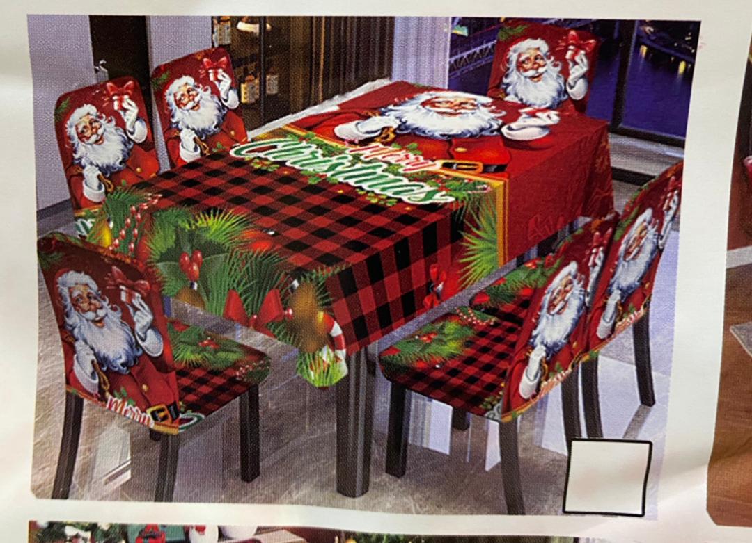 Ensemble Nappe et Housses de Chaise Noël Motifs Festifs