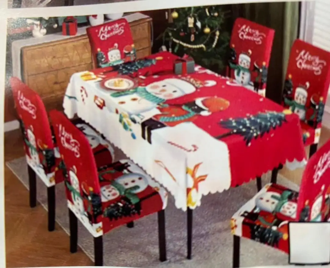 Ensemble Nappe et Housses de Chaise Noël Motifs Festifs – Image 7