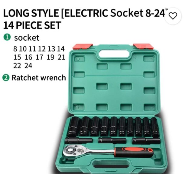 Jeu de Clés à Douille et Cliquet 14 Pièces Professionnel