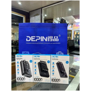 Power Bank Depin 10000 mAh Charge Rapide 12W 4 Cables Integres LED Compact