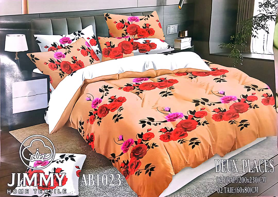 Lot de Draps 2 Places Drap Housse 200x230 cm 2 Taies 60x80 cm