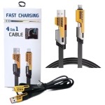 Câble Charge Rapide Plat 4 en 1 Cumyss 65W Universel iPhone et Android