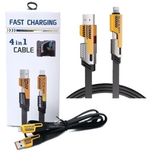 Câble Charge Rapide Plat 4 en 1 Cumyss 65W Universel iPhone et Android