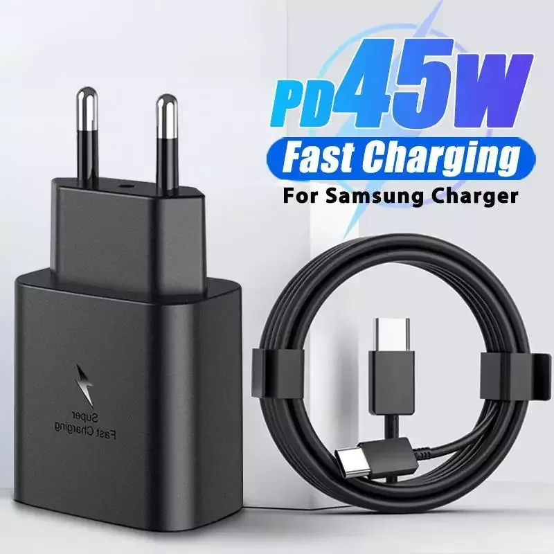 Chargeur Rapide Samsung 45W USB-C PD Power Delivery Câble Inclus