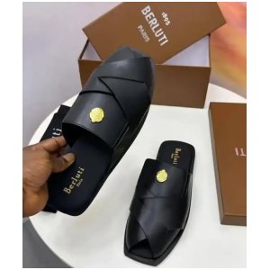 Sandales Cuir Homme Berluti Paris Lanières Croisées Ornement Doré Original