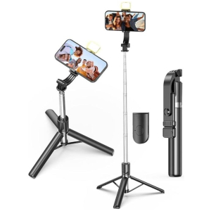 Trépied Perche 170cm Selfie 3 en 1 Télécommande Bluetooth Smartphone