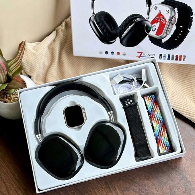 Kit 4 en 1 Casque Bluetooth Supraural Montre Connectée Bracelets Interchangeables – Image 2