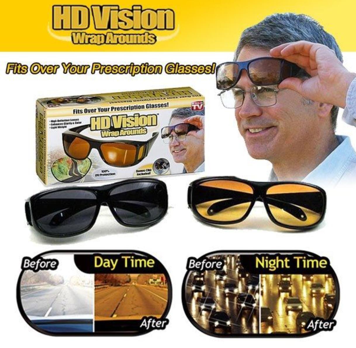 Lunettes HD Vision Jour Nuit Clip Overlay Verres Antireflet UV