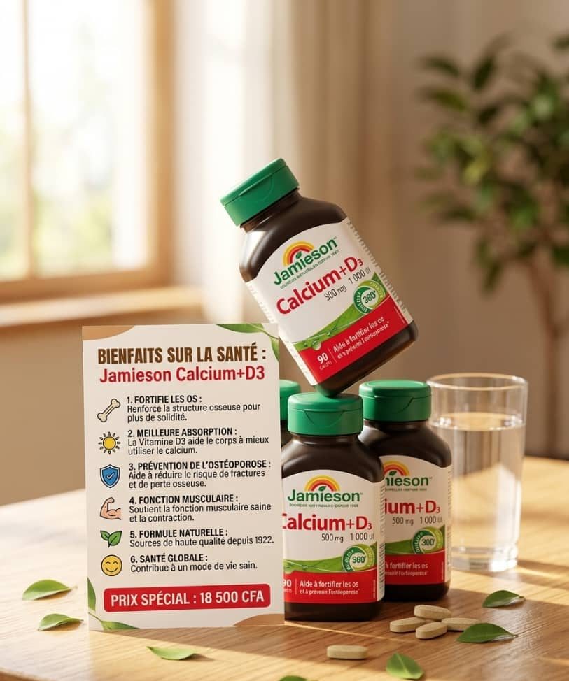 Calcium 500mg Vitamine D3 1000 UI Webber Naturals Os Dents Immunité