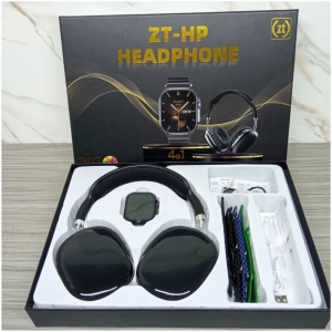 Kit 4 en 1 Casque Bluetooth Supraural Montre Connectée Bracelets Interchangeables
