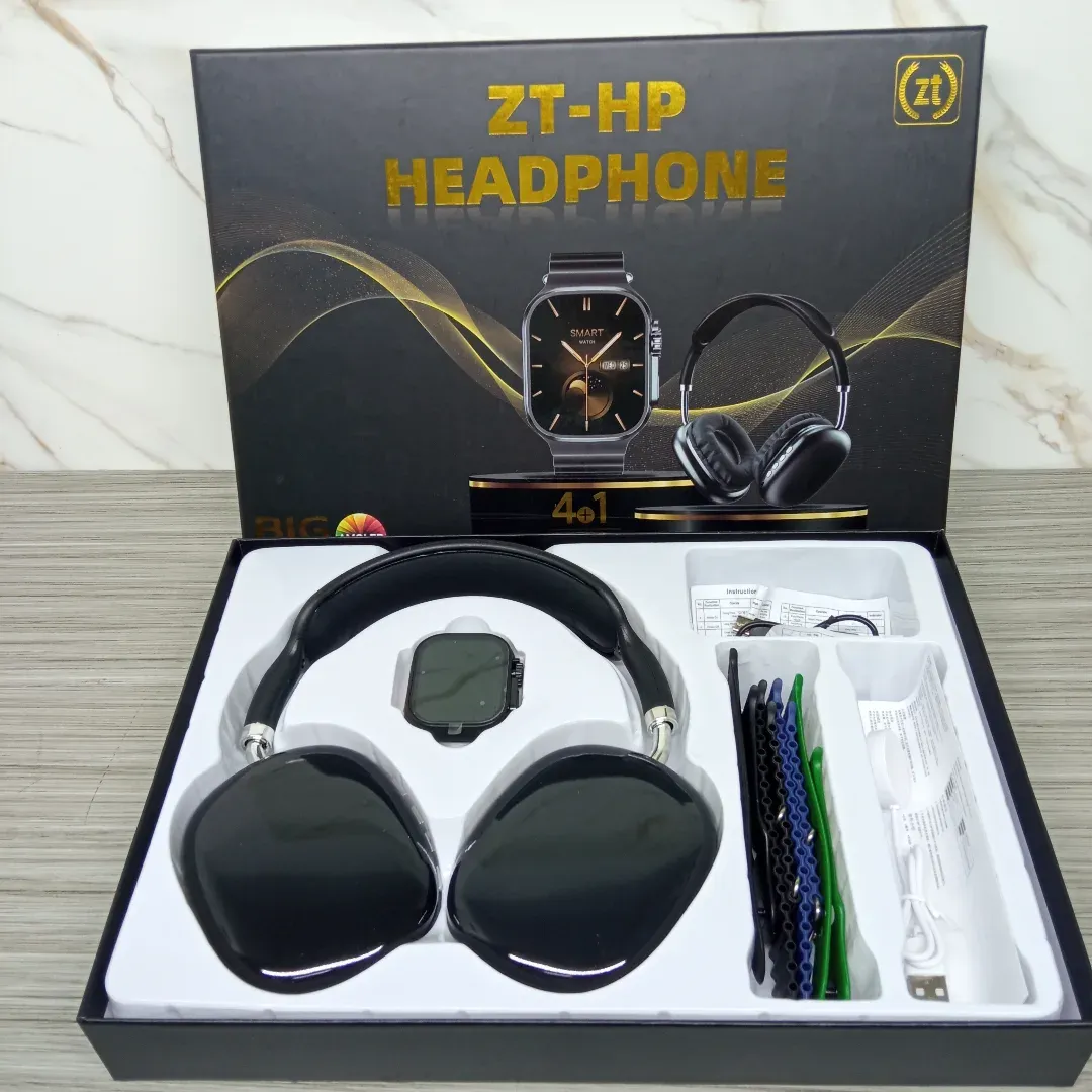 Kit 4 en 1 Casque Bluetooth Supraural Montre Connectée Bracelets Interchangeables