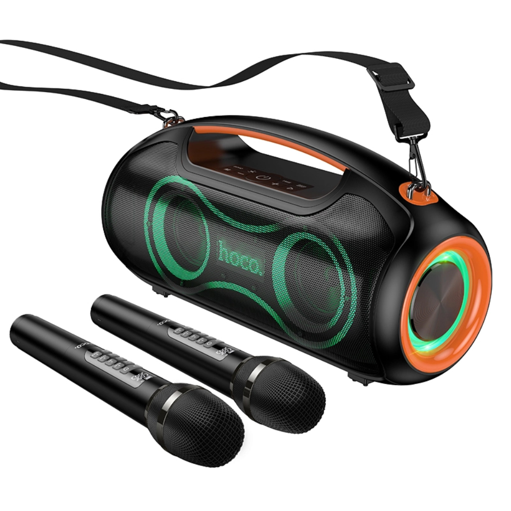 Enceinte Bluetooth Hoco DS67 2 Micros Sans Fil Effets Lumineux Noir – Image 4