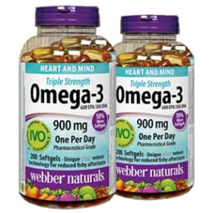 Oméga 3 900mg Webber Naturals Triple Force EPA DHA 600 300 200 Gélules