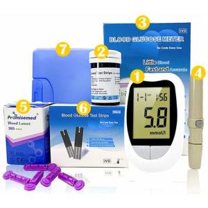 Système de surveillance précise de la glycémie à domicile – Kit de mesure du glucose pour diabétiques - Glucomètre Portable Mesure Glycémie Grand Écran 500 Mémoires Lancettes