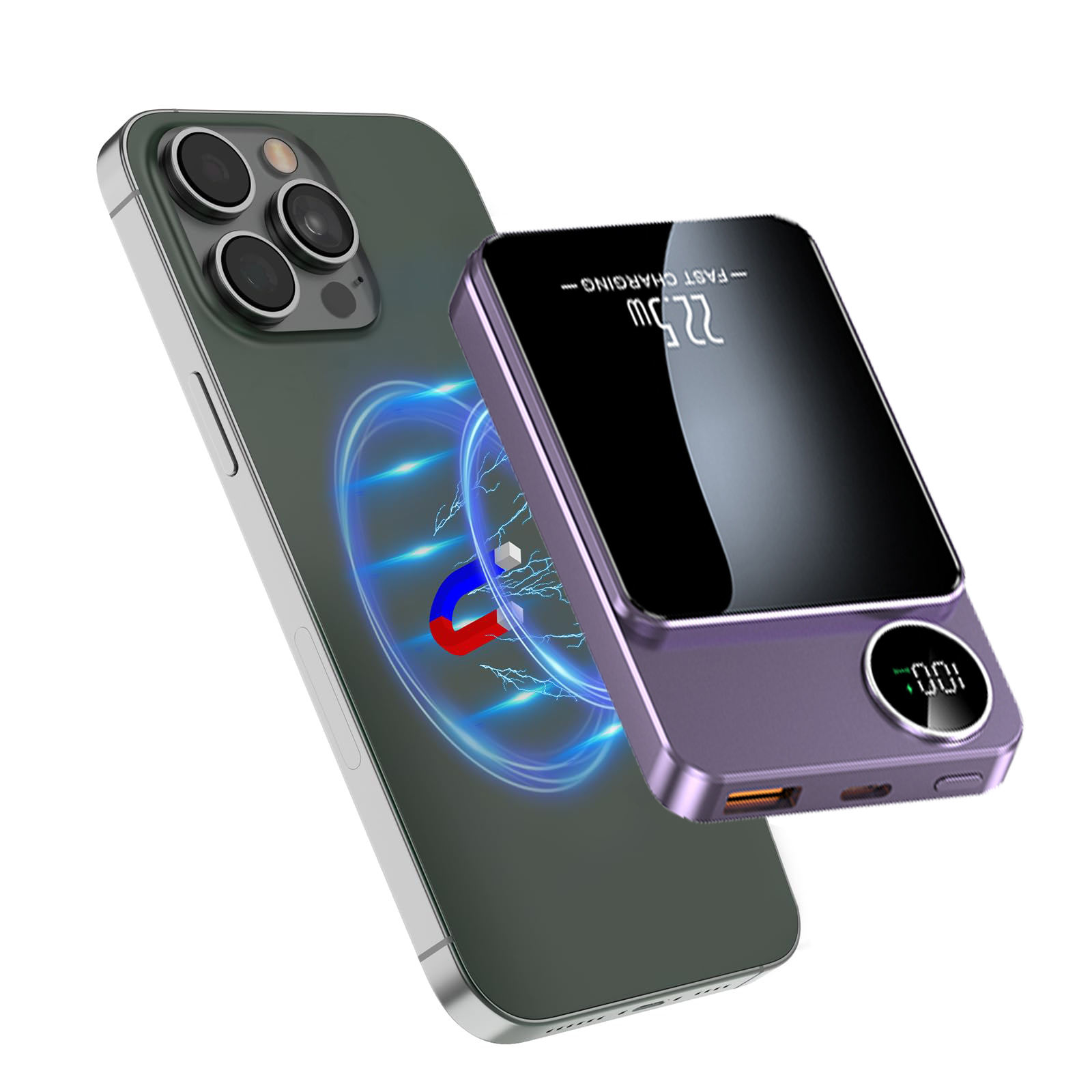 Power Bank Magnétique 10000mAh PD 22.5W Charge Rapide