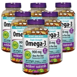 Oméga 3 900mg Webber Naturals Triple Force EPA DHA 600 300 200 Gélules