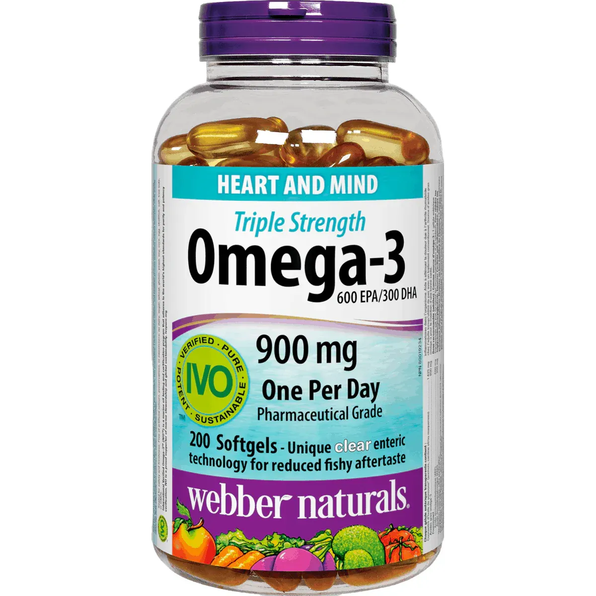 Oméga 3 900mg Webber Naturals Triple Force EPA DHA 600 300 200 Gélules – Image 3