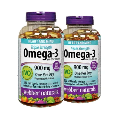 Oméga 3 900mg Webber Naturals Triple Force EPA DHA 600 300 200 Gélules – Image 4