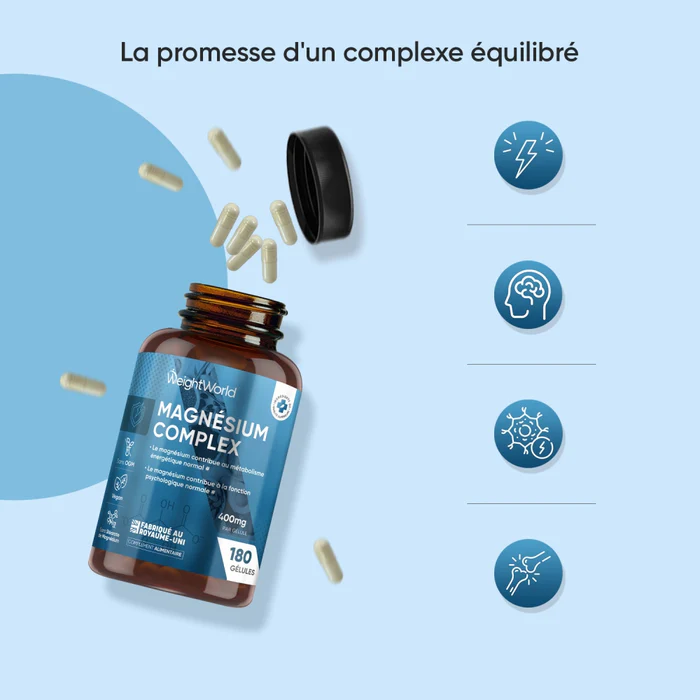 Gélules de Magnésium Complex WeightWorld en gros plan