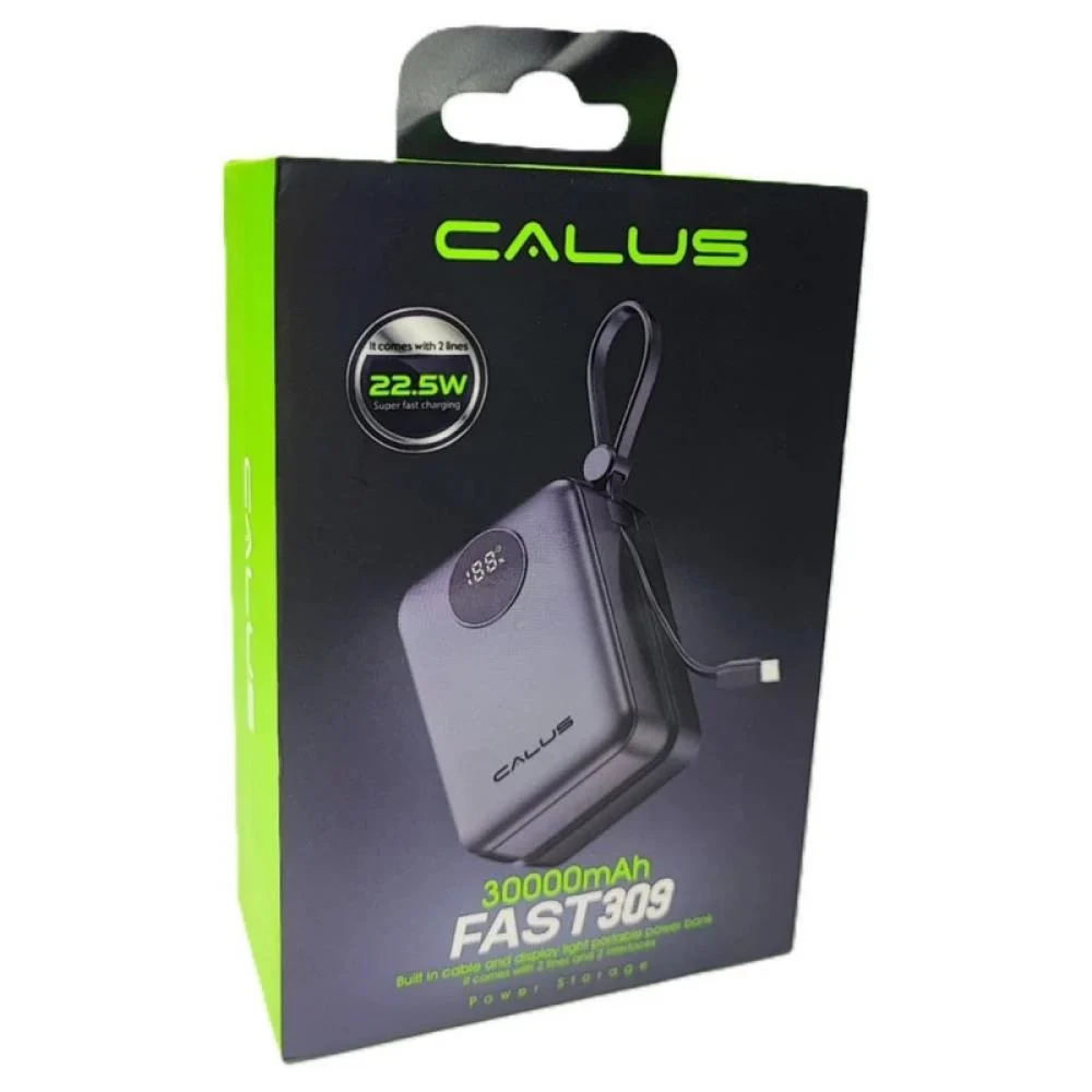 Power Bank Calus Fast309 30000mAh 22.5W Câbles Intégrés USB-C Lightning LED – Image 2