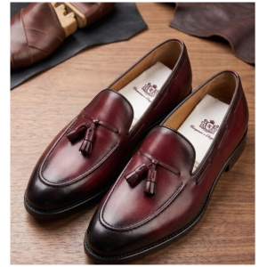 Loafer Pompons Cuir Patiné J.M. Weston Bordeaux Vert Noir