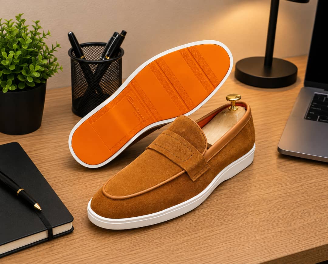 Détail de la semelle et des finitions des sneakers Santoni