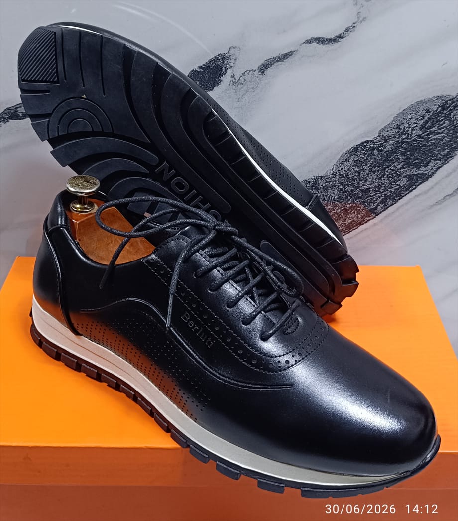 Berluti Sneakers Cuir Noir Dégradé Semelle Blanche Pointures 40 à 46 – Image 3