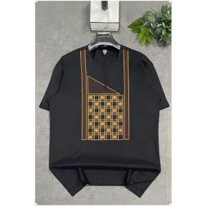 Chemise Afritudes Noire Broderie Dorée Premium 100% Coton
