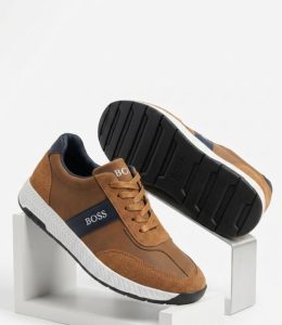 Hugo Boss Jonah Sneakers Brun Baskets Homme Cuir Mesh 36-40