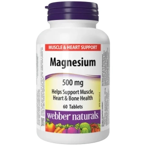 Magnésium 500mg Webber Naturals Absorption Améliorée Os Muscles 60 Comprimés