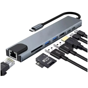 Adaptateur USB-C 8-en-1 avec Hub HDMI 4K et Lecture de Cartes