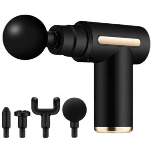 Pistolet de Massage Mini Percussion Noir Or 4 Têtes