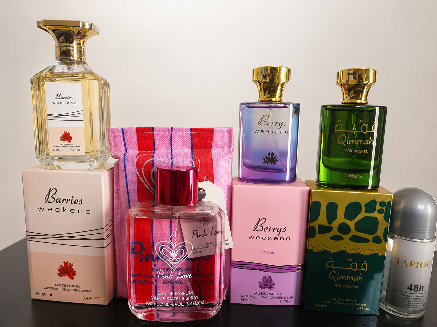 Pack Parfums Femme 5 Fragrances Barries Weekend Qimmah Pink Love