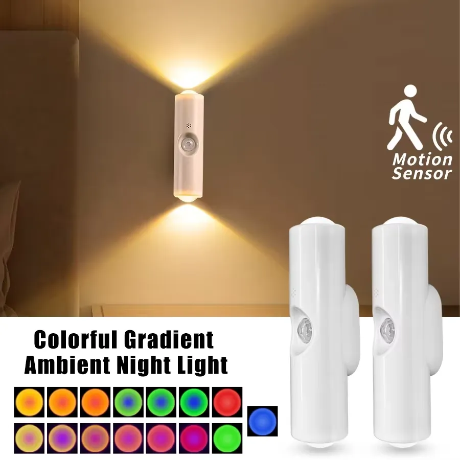 Veilleuse Double LED RGB Magnetique Rechargeable Capteur Mouvement – Image 5