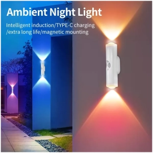 Veilleuse Double LED RGB Magnetique Rechargeable Capteur Mouvement
