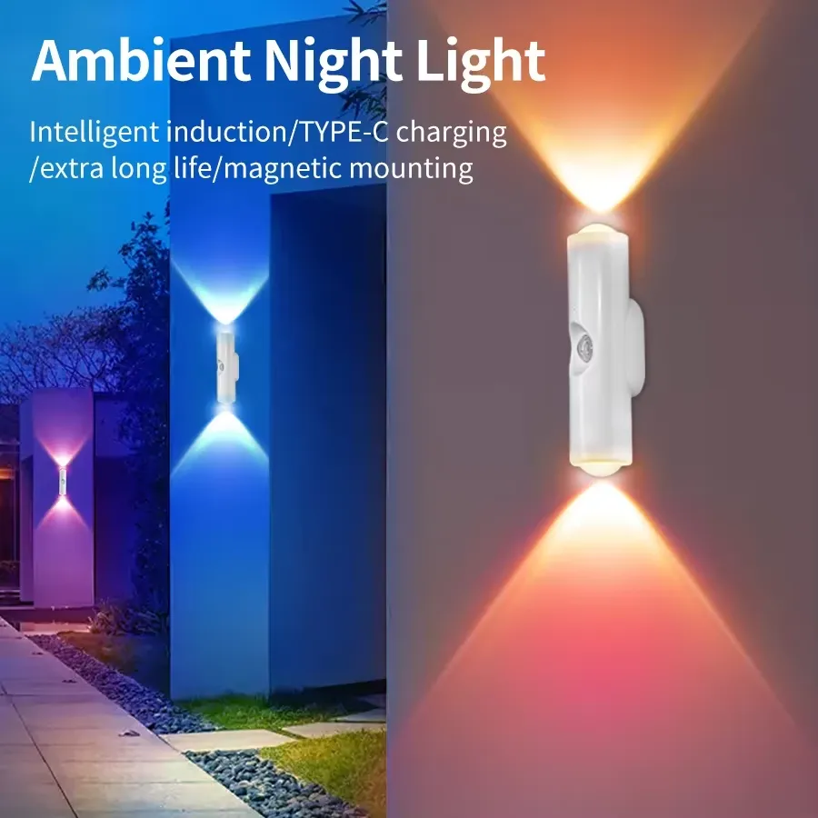 Veilleuse Double LED RGB Magnetique Rechargeable Capteur Mouvement