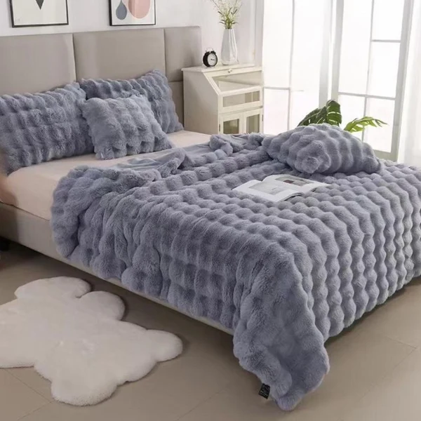 Ensemble Couette Velours 3 Places Complet Drap Housse 4 Taies – Image 3