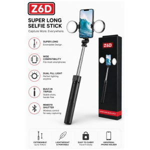 Perche à Selfie Trépied Z6D Bluetooth Double Ring Light