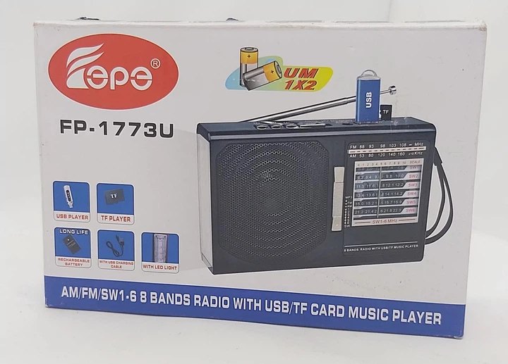 Radio Portable Fepe FP-1773U FP-1775U FM AM SW USB TF Rechargeable – Image 3