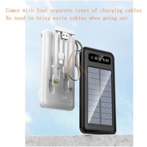 Power Bank Solaire XN-528 20000mAh Câbles Intégrés Lampe LED