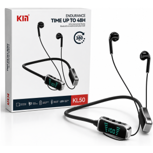 Écouteurs Tour de Cou KL50 Bluetooth 48h LED Carte TF